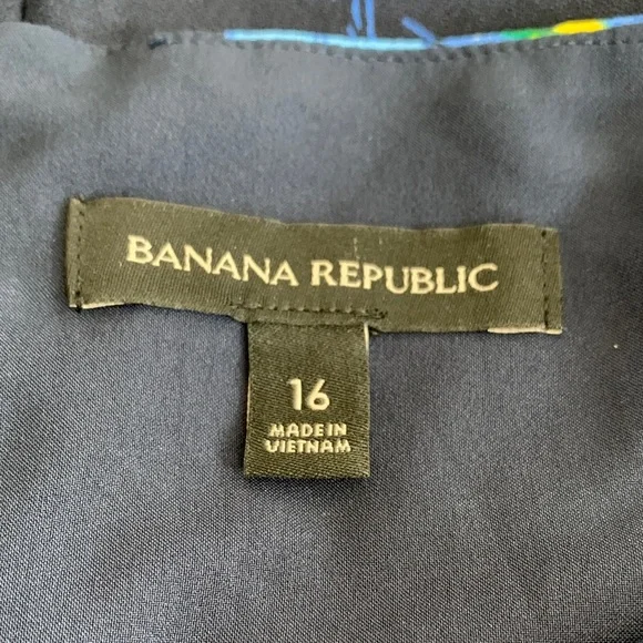 Banana Republic Navy Blue Pansies Floral Midi Dress - Picture 2 of 9